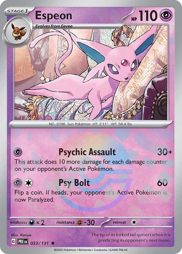 Espeon (033/131) (Poke Ball Pattern) [Scarlet & Violet: Prismatic Evolutions] | Card Merchant Takapuna