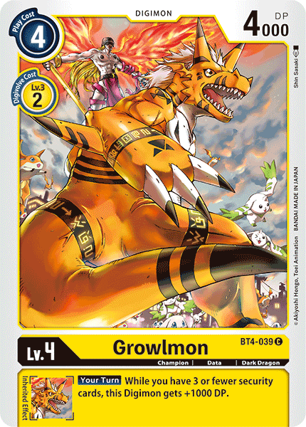 Growlmon [BT4-039] [Great Legend] | Card Merchant Takapuna