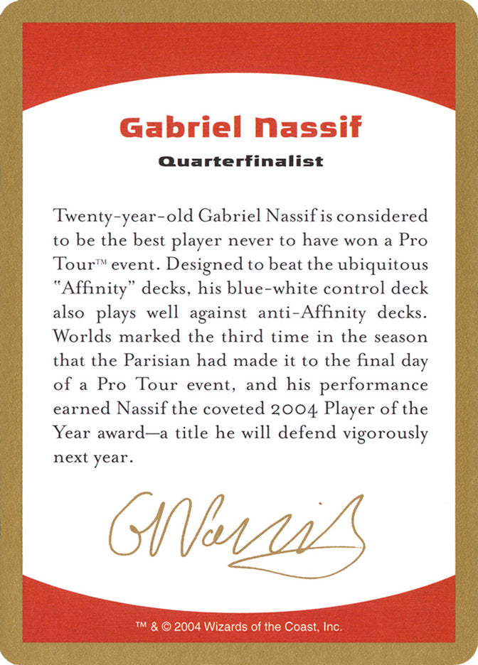 Gabriel Nassif Bio [World Championship Decks 2004] | Card Merchant Takapuna