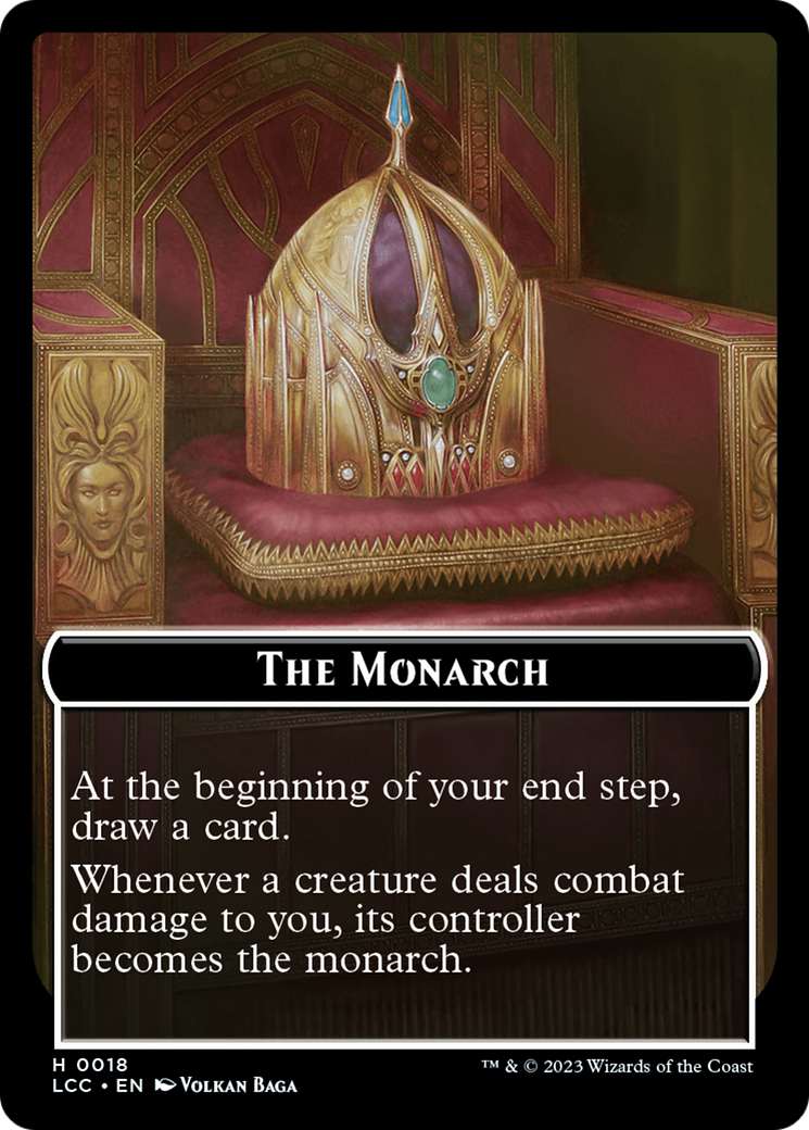 The Monarch // Dinosaur Double-Sided Token [The Lost Caverns of Ixalan Commander Tokens] | Card Merchant Takapuna