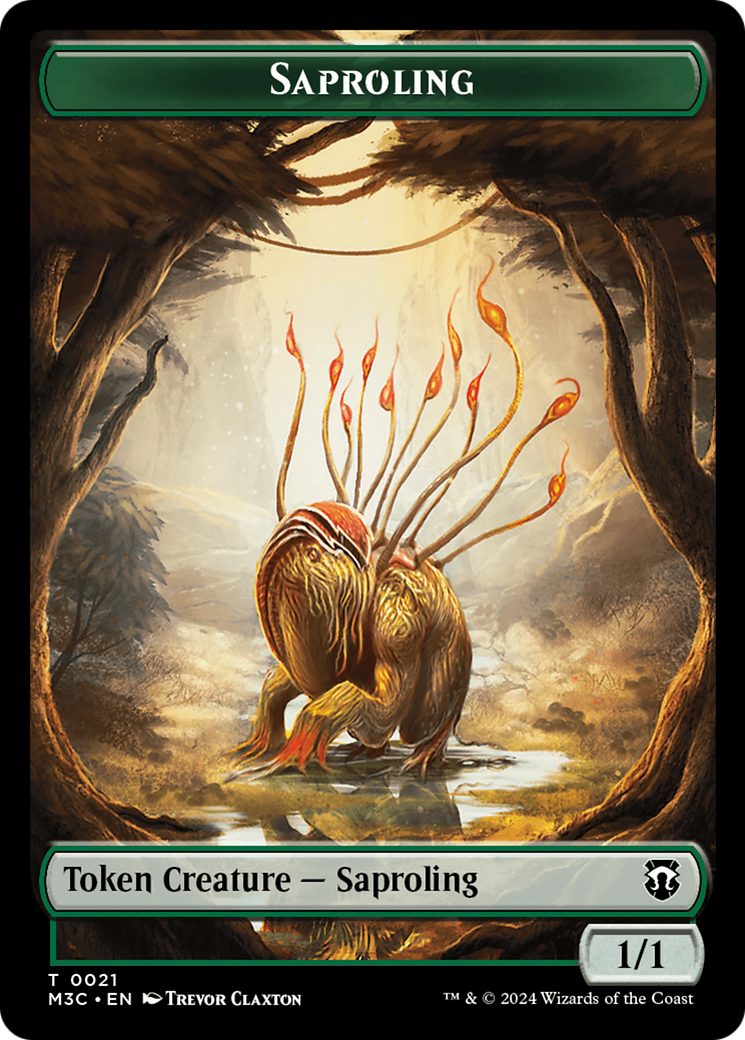 Tarmogoyf (Ripple Foil) // Saproling Double-Sided Token [Modern Horizons 3 Commander Tokens] | Card Merchant Takapuna