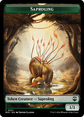 Tarmogoyf (Ripple Foil) // Saproling Double-Sided Token [Modern Horizons 3 Commander Tokens] | Card Merchant Takapuna