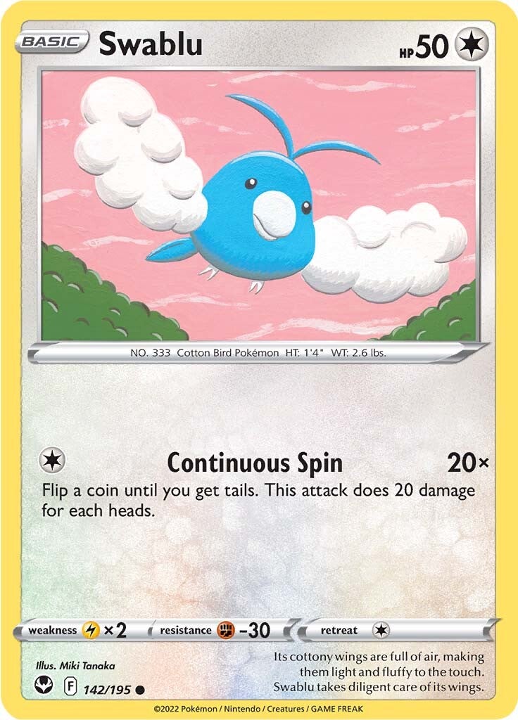 Swablu (142/195) [Sword & Shield: Silver Tempest] | Card Merchant Takapuna