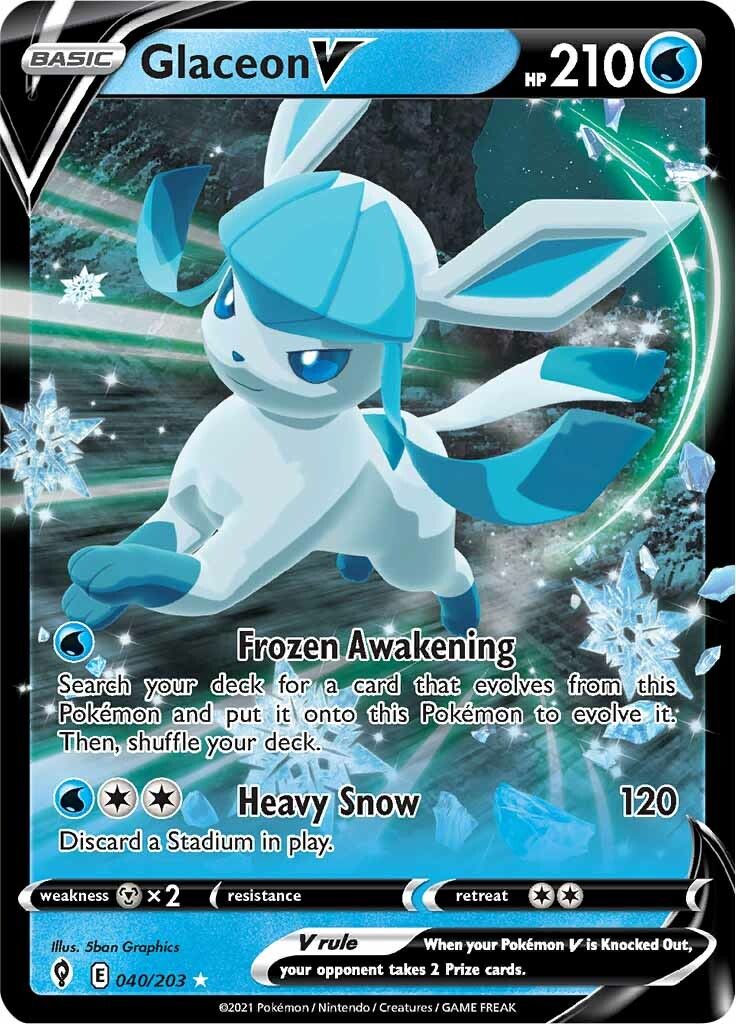 Glaceon V (040/203) [Sword & Shield: Evolving Skies] | Card Merchant Takapuna