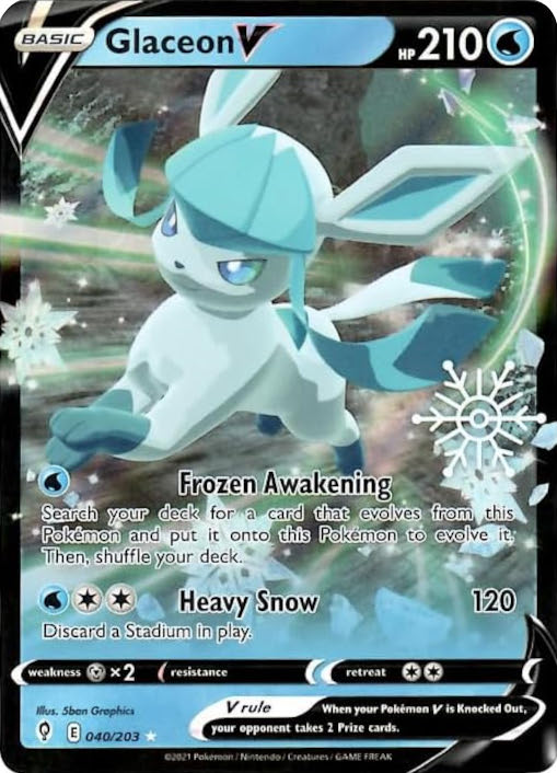 Glaceon V (040/203) (Holiday Calendar) [Sword & Shield: Evolving Skies] | Card Merchant Takapuna