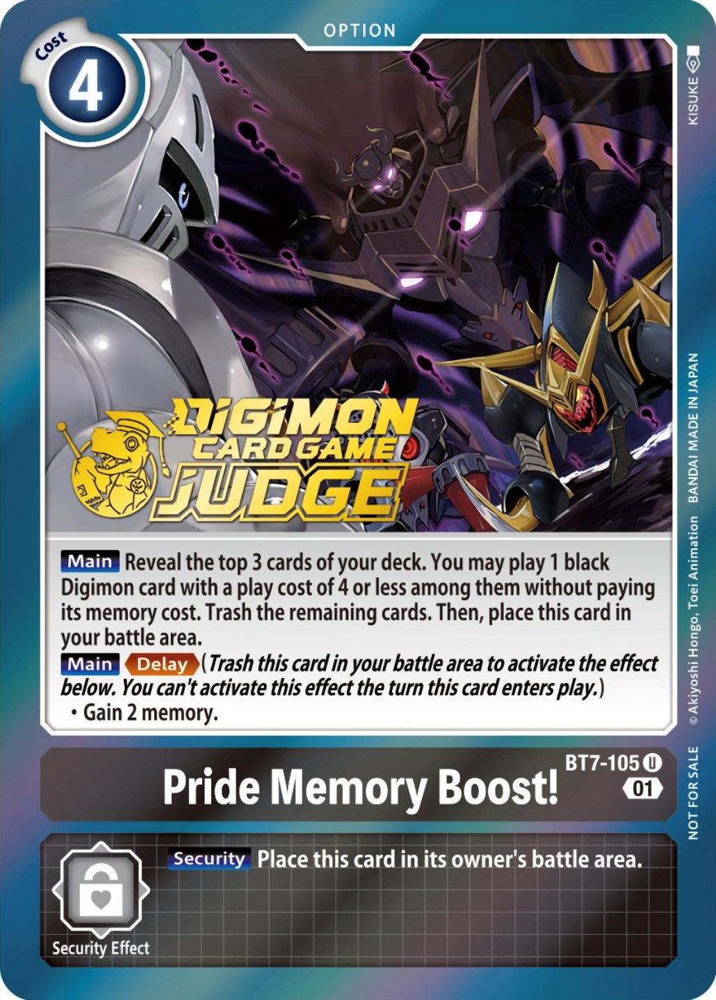 Pride Memory Boost! [BT7-105] (Judge Pack 3) [Next Adventure Promos] | Card Merchant Takapuna