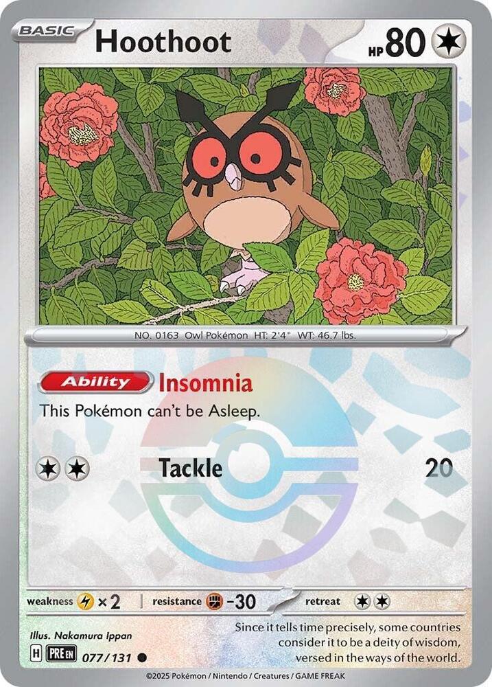 Hoothoot (077/131) (Poke Ball Pattern) [Scarlet & Violet: Prismatic Evolutions] | Card Merchant Takapuna