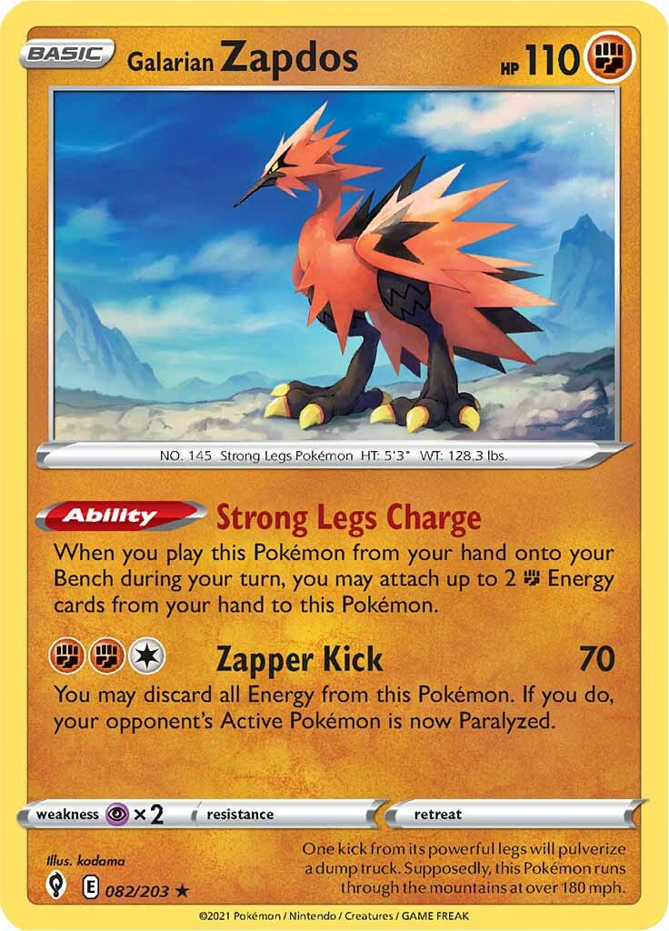 Galarian Zapdos (082/203) [Sword & Shield: Evolving Skies] | Card Merchant Takapuna