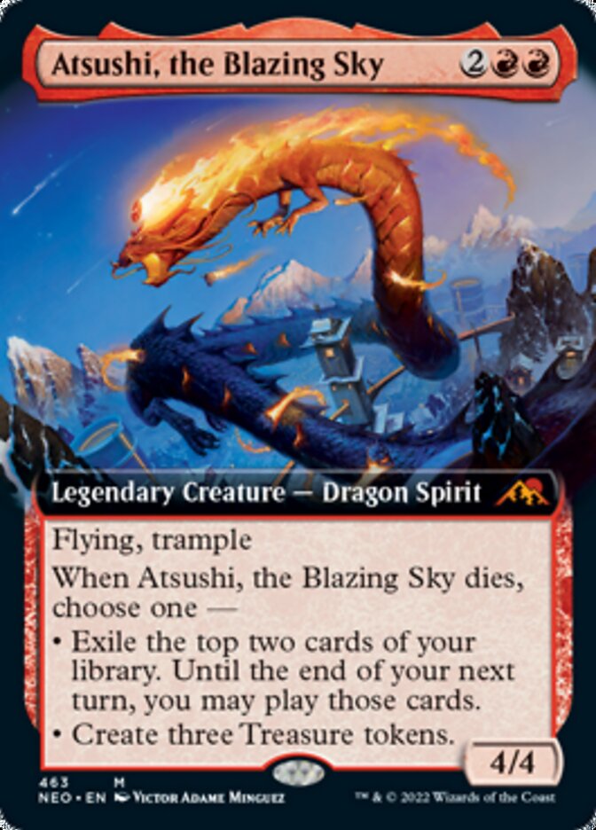 Atsushi, the Blazing Sky (Extended Art) [Kamigawa: Neon Dynasty] | Card Merchant Takapuna