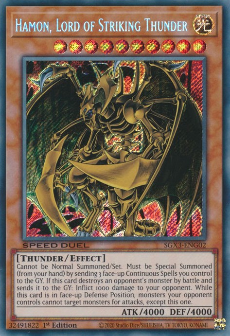 Hamon, Lord of Striking Thunder [SGX3-ENG02] Secret Rare | Card Merchant Takapuna