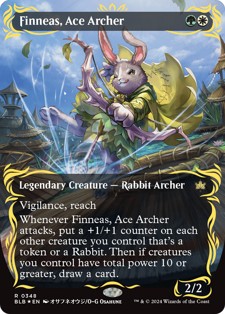 Finneas, Ace Archer (Borderless) (Raised Foil) [Bloomburrow] | Card Merchant Takapuna