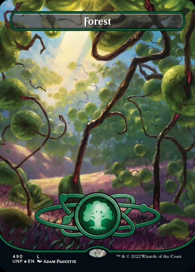 Forest (490) (Planetary Space-ic Land) (Galaxy Foil) [Unfinity] | Card Merchant Takapuna