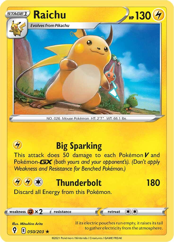 Raichu (050/203) [Sword & Shield: Evolving Skies] | Card Merchant Takapuna