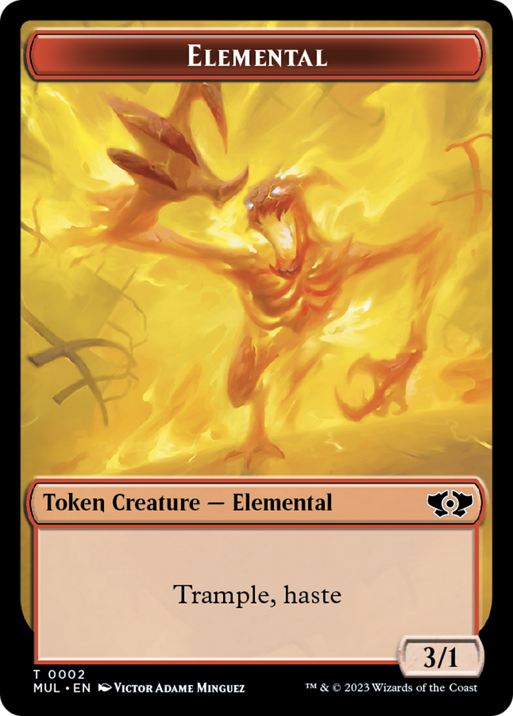 Elemental (2) // Teferi Akosa of Zhalfir Emblem Double-Sided Token [March of the Machine Tokens] | Card Merchant Takapuna