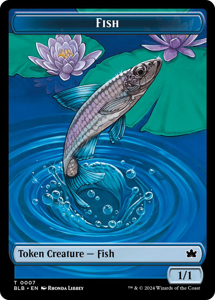 Fish // Iridescent Vinelasher Double-Sided Token [Bloomburrow Tokens] | Card Merchant Takapuna