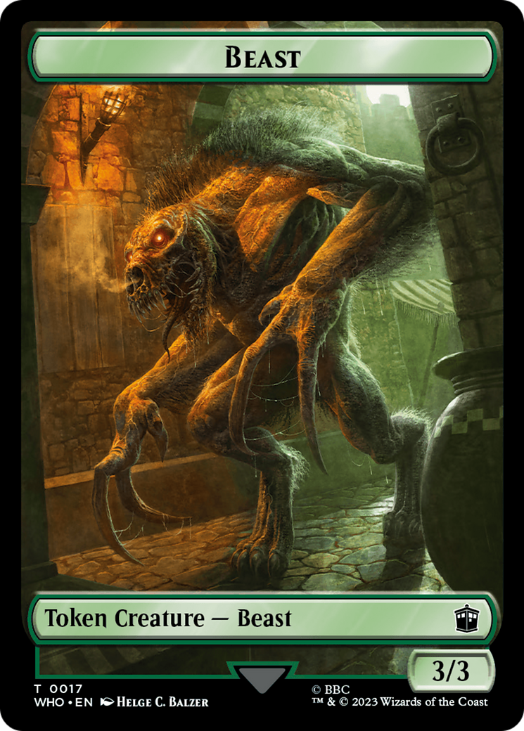 Soldier // Beast Double-Sided Token [Doctor Who Tokens] | Card Merchant Takapuna