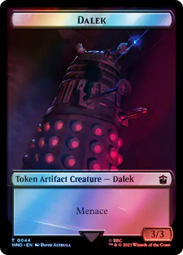 Dalek // Dinosaur Double-Sided Token (Surge Foil) [Doctor Who Tokens] | Card Merchant Takapuna