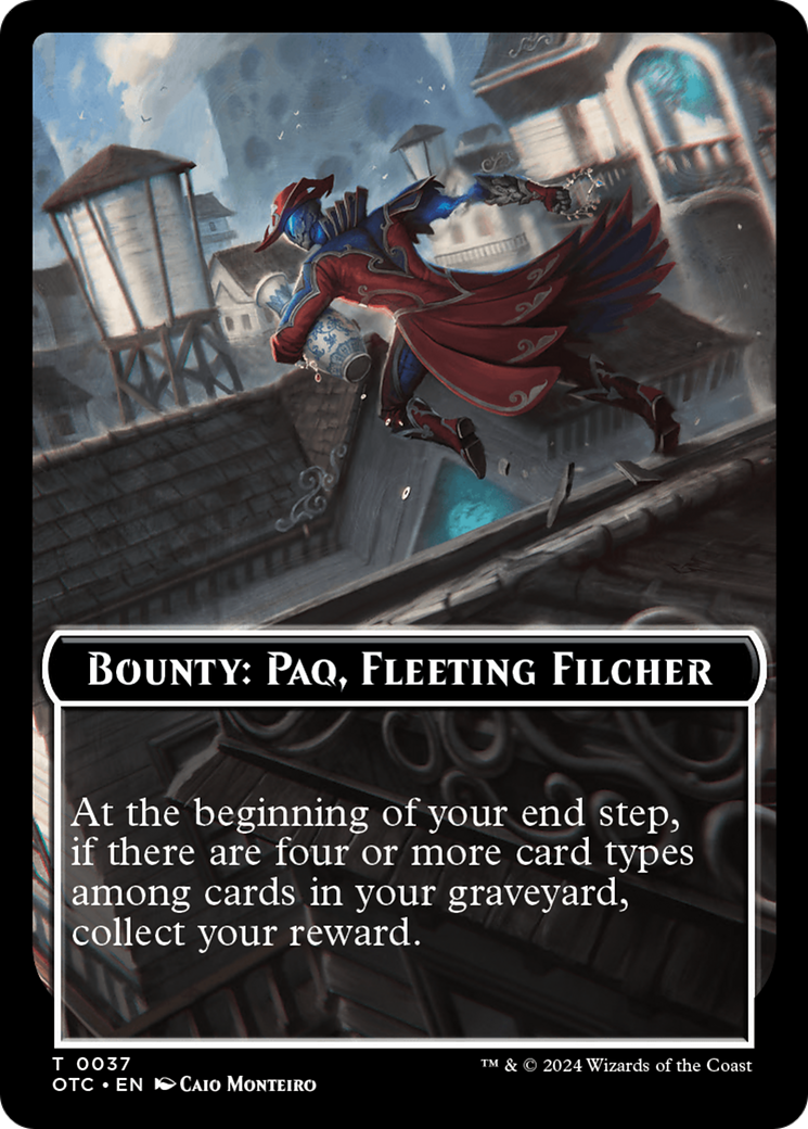 Bounty: Paq, Fleeting Filcher // Bounty Rules Double-Sided Token [Outlaws of Thunder Junction Commander Tokens] | Card Merchant Takapuna