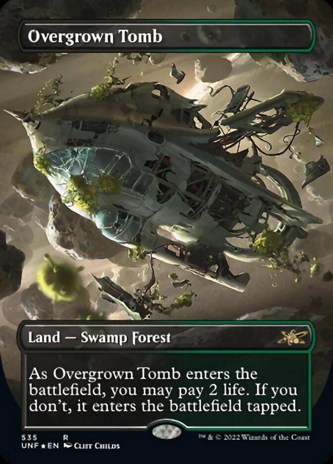 Overgrown Tomb (Borderless) (Galaxy Foil) [Unfinity] | Card Merchant Takapuna