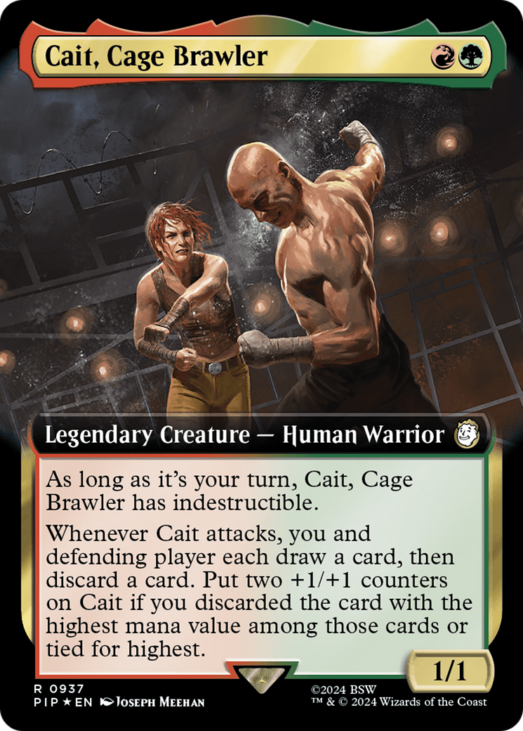 Cait, Cage Brawler (Extended Art) (Surge Foil) [Fallout] | Card Merchant Takapuna