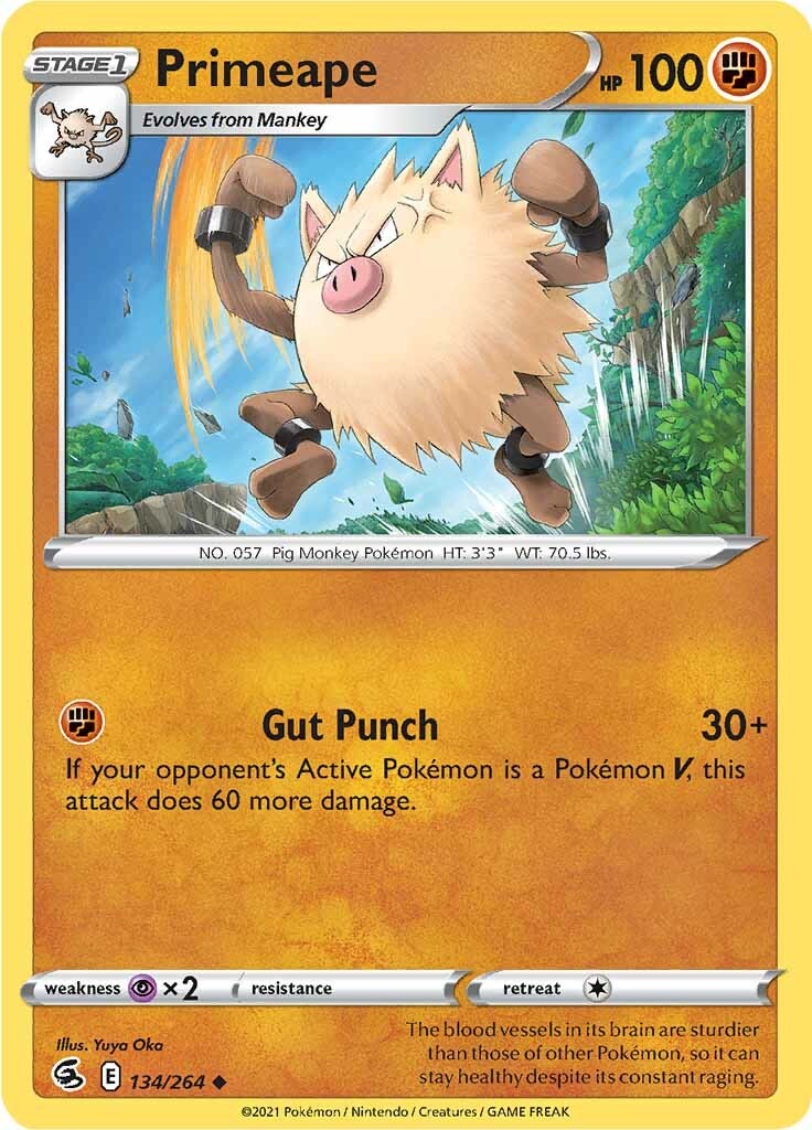 Primeape (134/264) [Sword & Shield: Fusion Strike] | Card Merchant Takapuna