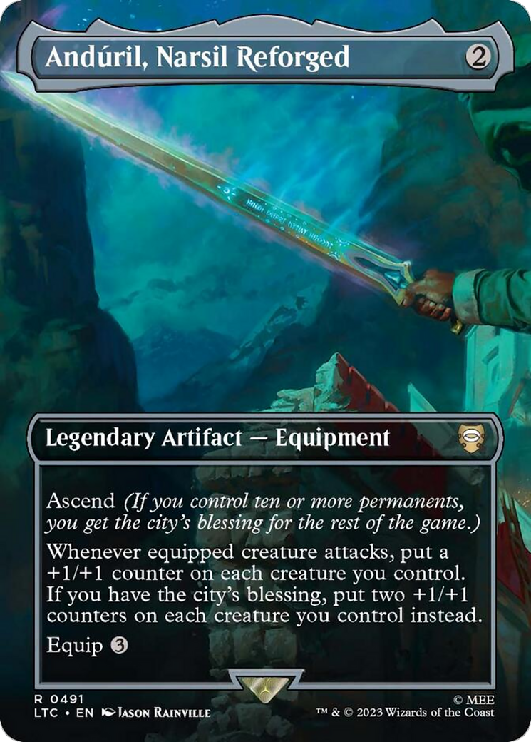 Anduril, Narsil Reforged (Borderless) [The Lord of the Rings: Tales of Middle-Earth Commander] | Card Merchant Takapuna