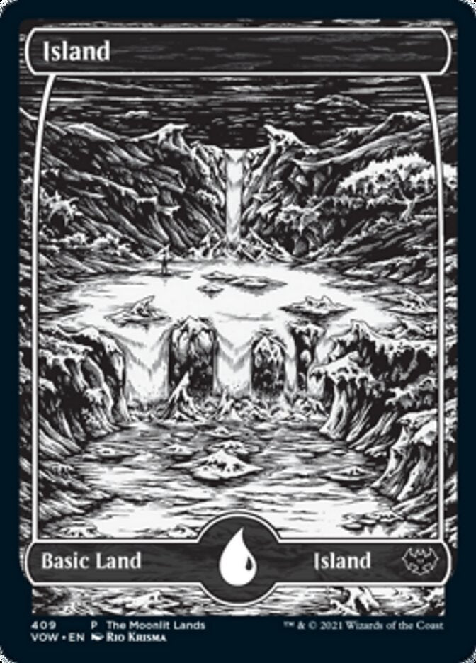 Island (The Moonlit Lands) (Foil Etched) [Innistrad: Crimson Vow Promos] | Card Merchant Takapuna