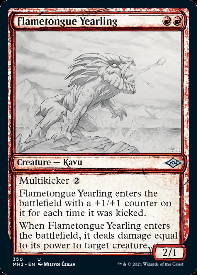 Flametongue Yearling (Sketch) [Modern Horizons 2] | Card Merchant Takapuna