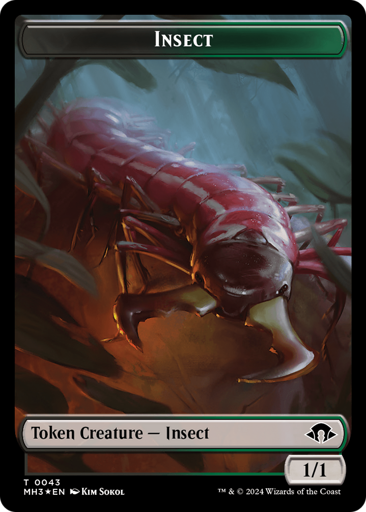 Insect (0043) (Ripple Foil) // Zombie Double-Sided Token [Modern Horizons 3 Tokens] | Card Merchant Takapuna