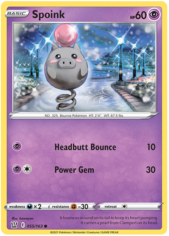 Spoink (055/163) [Sword & Shield: Battle Styles] | Card Merchant Takapuna