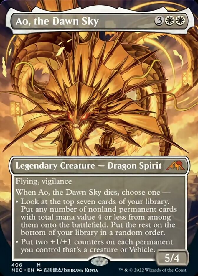 Ao, the Dawn Sky (Borderless Alternate Art) [Kamigawa: Neon Dynasty] | Card Merchant Takapuna