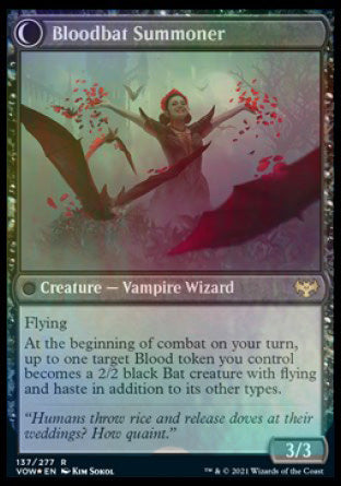 Voldaren Bloodcaster // Bloodbat Summoner [Innistrad: Crimson Vow Prerelease Promos] | Card Merchant Takapuna