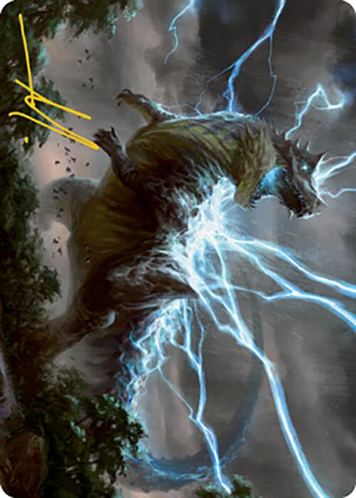 Thrasta, Tempest's Roar Art Card (41) (Gold-Stamped Signature) [Modern Horizons 2 Art Series] | Card Merchant Takapuna