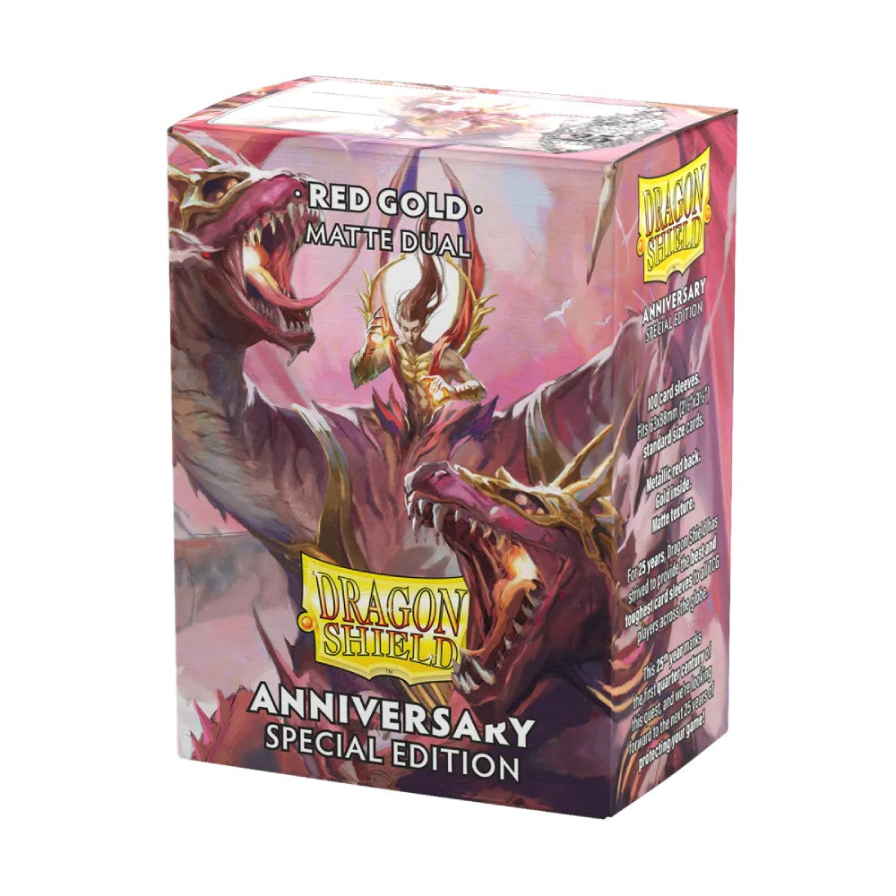 Dragon Shield: Sleeves – Matte Dual – Anniversary Special Edition: Red Gold | Card Merchant Takapuna