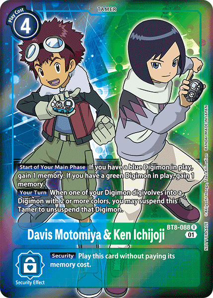 Davis Motomiya & Ken Ichijoji [BT8-088] (Alternative Art - Box Topper) [New Awakening] | Card Merchant Takapuna