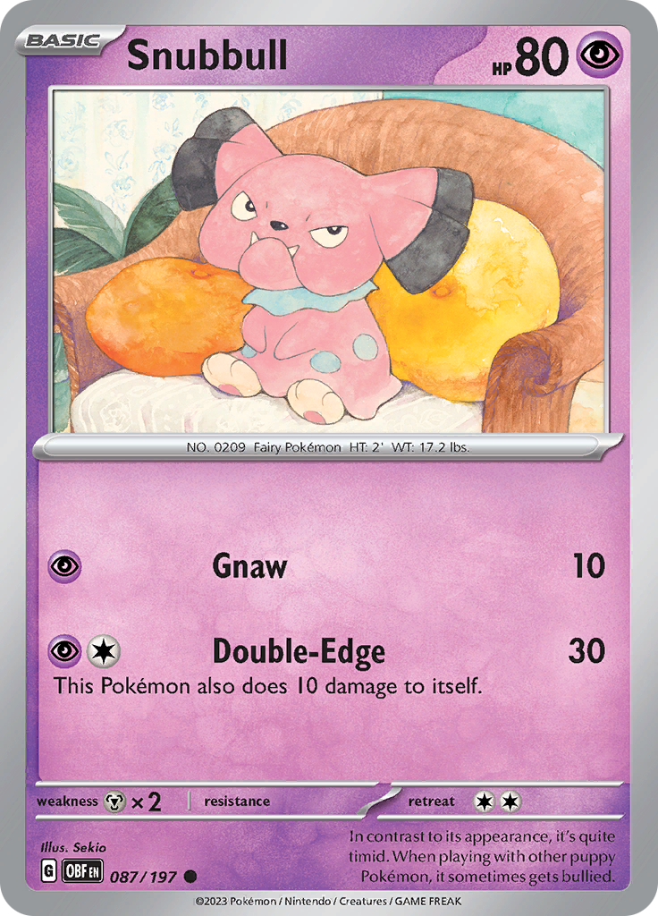 Snubbull (087/197) [Scarlet & Violet: Obsidian Flames] | Card Merchant Takapuna