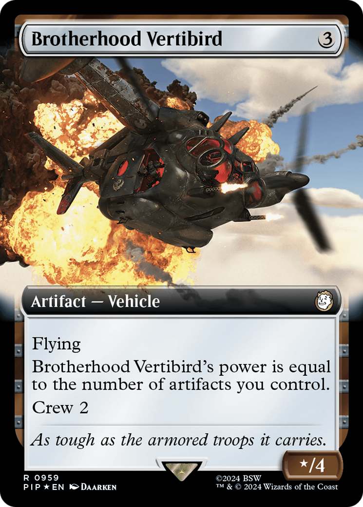 Brotherhood Vertibird (Extended Art) (Surge Foil) [Fallout] | Card Merchant Takapuna