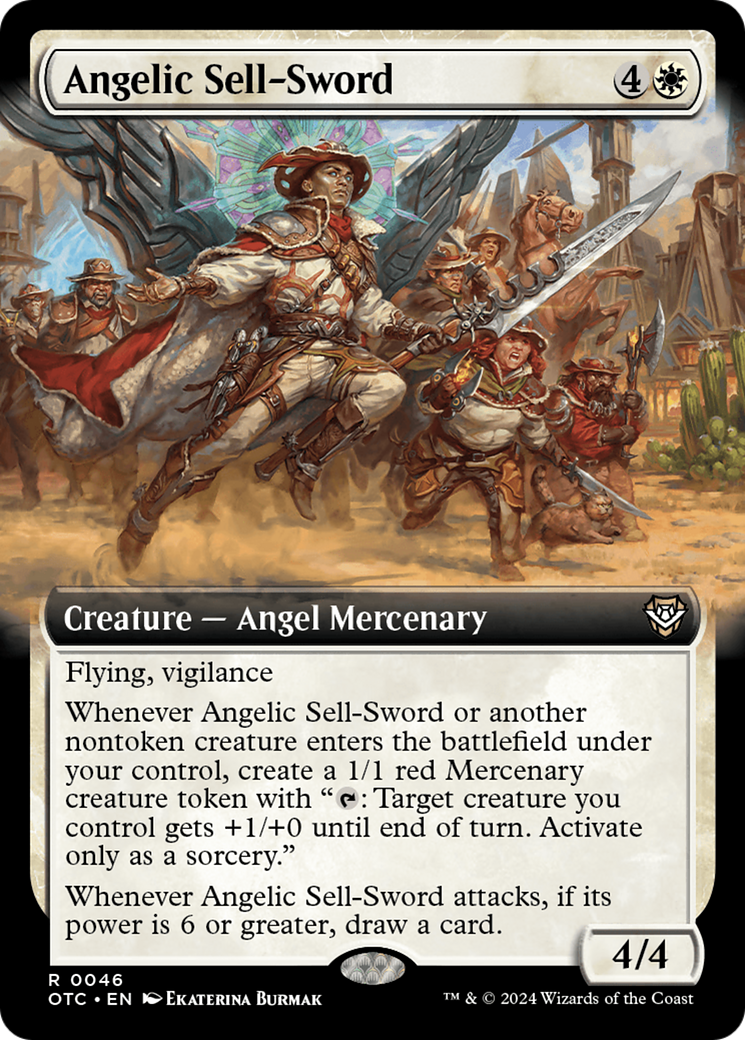 Angelic Sell-Sword (Extended Art) [Outlaws of Thunder Junction Commander] | Card Merchant Takapuna