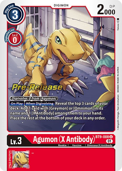 Agumon (X Antibody) [BT9-008] [X Record Pre-Release Promos] | Card Merchant Takapuna