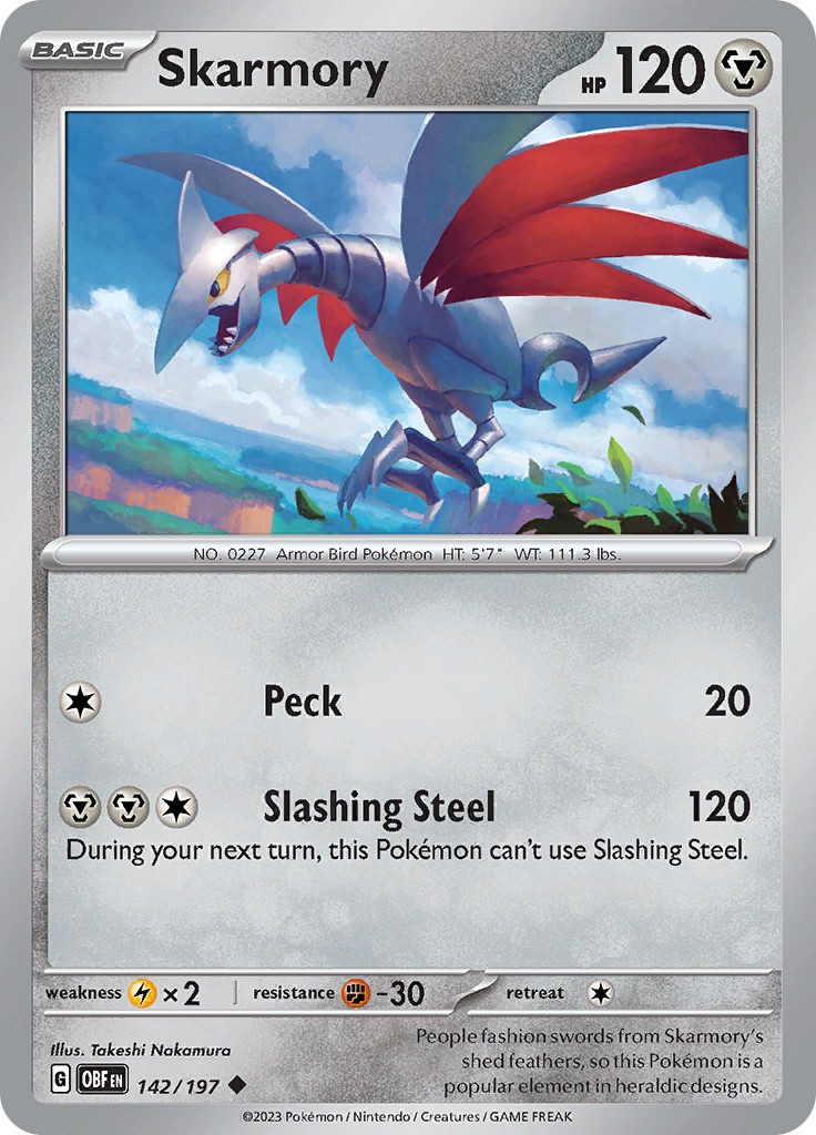 Skarmory (142/197) [Scarlet & Violet: Obsidian Flames] | Card Merchant Takapuna