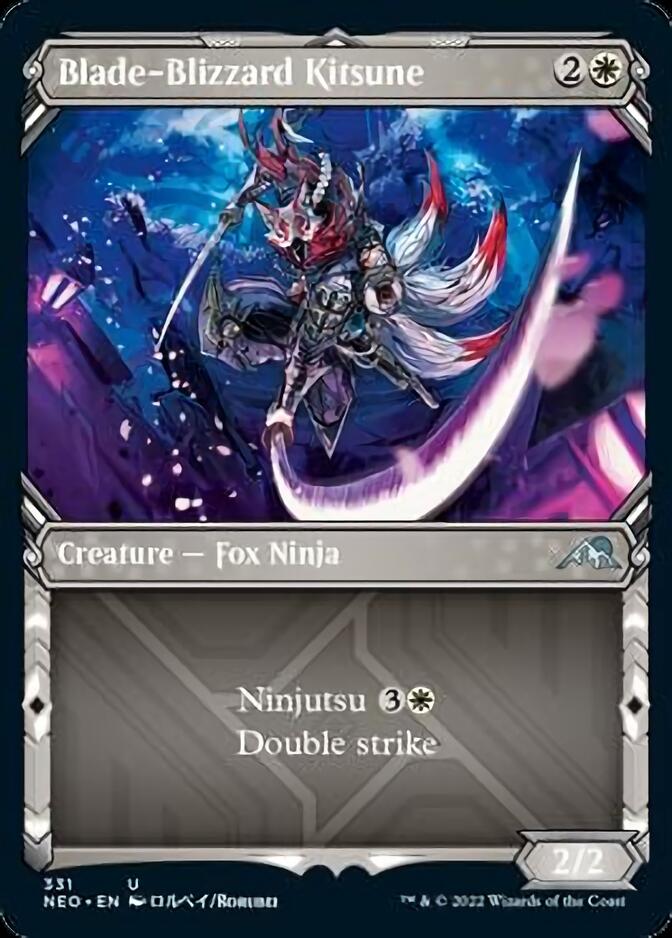 Blade-Blizzard Kitsune (Showcase Ninja) [Kamigawa: Neon Dynasty] | Card Merchant Takapuna