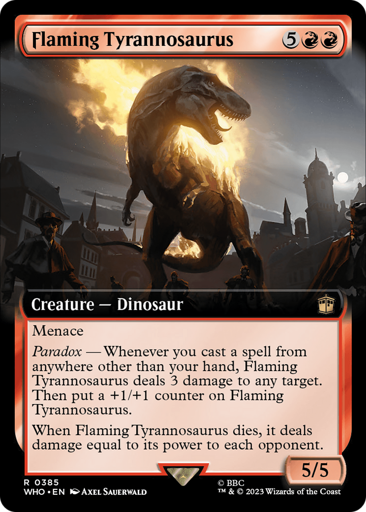 Flaming Tyrannosaurus (Extended Art) [Doctor Who] | Card Merchant Takapuna