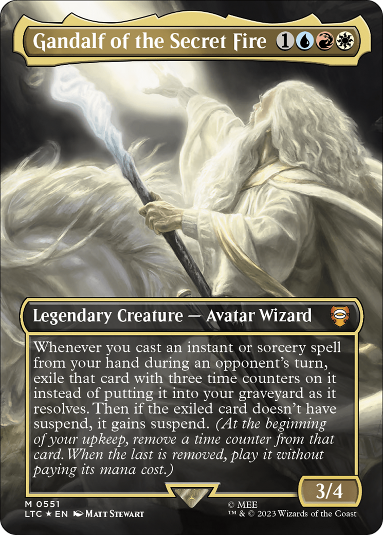 Gandalf of the Secret Fire (Borderless) (Surge Foil) [The Lord of the Rings: Tales of Middle-Earth Commander] | Card Merchant Takapuna