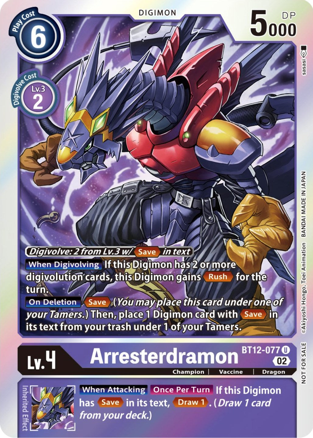 Arresterdramon [BT12-077] (Box Topper) [Across Time] | Card Merchant Takapuna