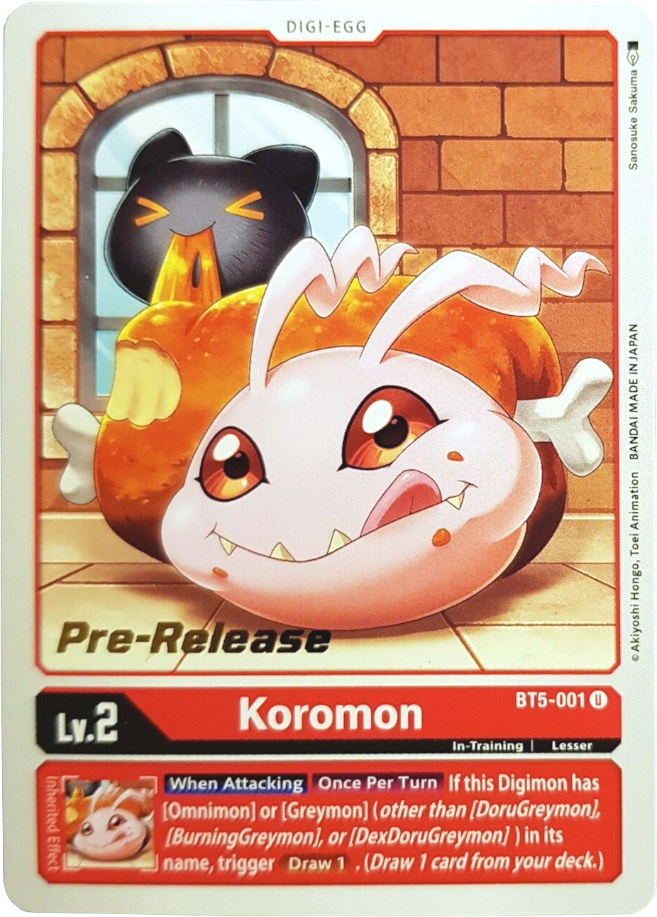 Koromon [BT5-001] [Battle of Omni Pre-Release Promos] | Card Merchant Takapuna