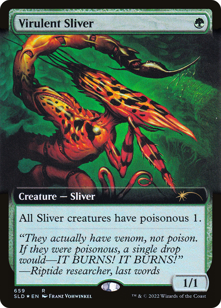 Virulent Sliver (Extended Art) (Step-and-Compleat Foil) [Secret Lair Drop Promos] | Card Merchant Takapuna