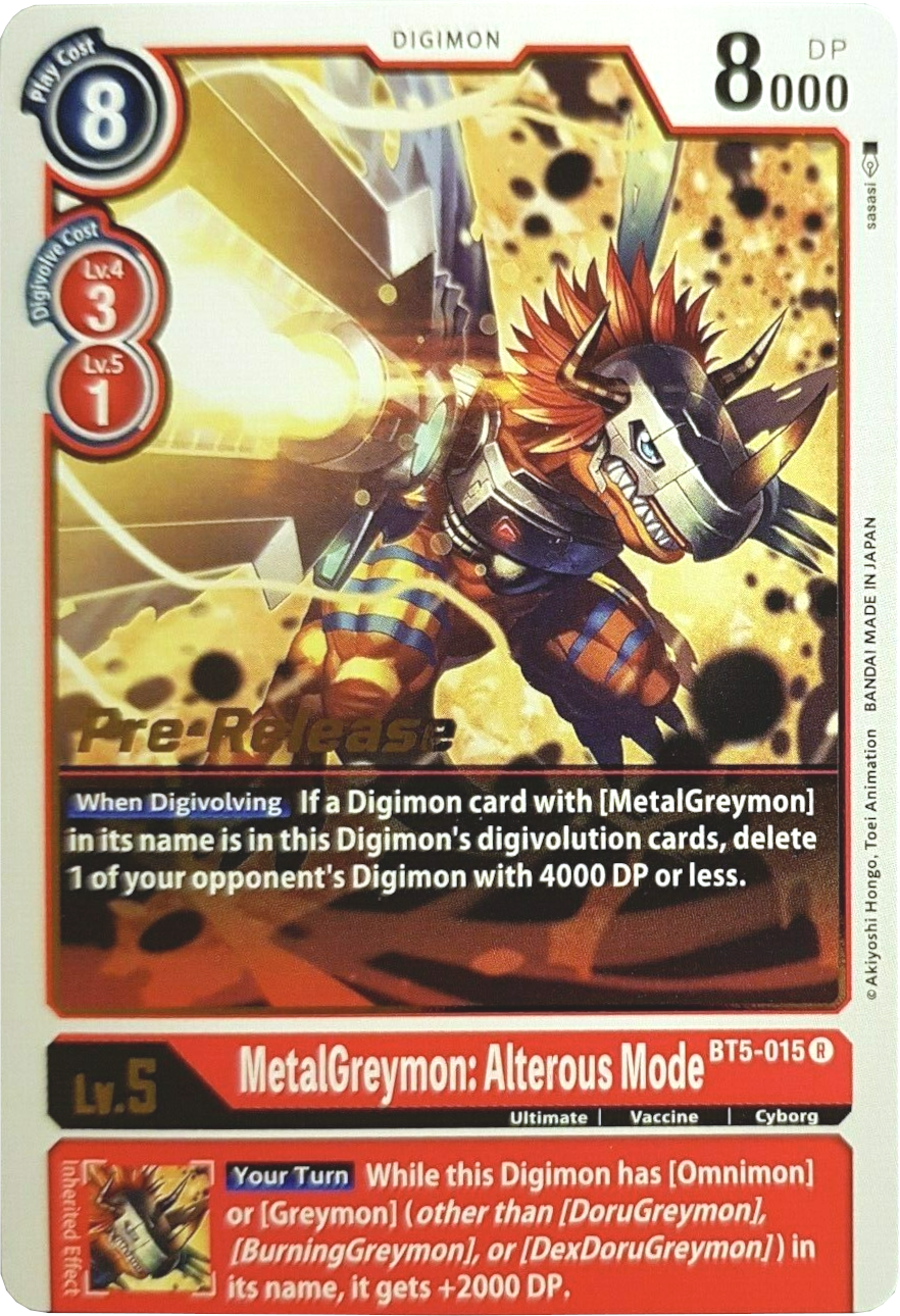 MetalGreymon: Alterous Mode [BT5-015] [Battle of Omni Pre-Release Promos] | Card Merchant Takapuna