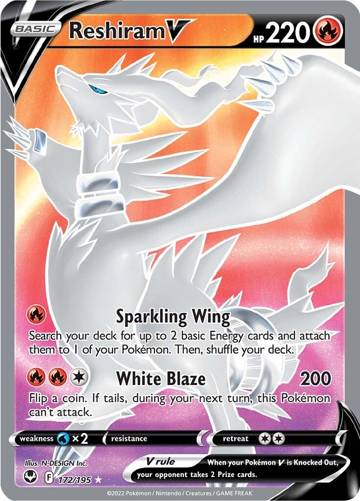 Reshiram V (172/195) [Sword & Shield: Silver Tempest] | Card Merchant Takapuna