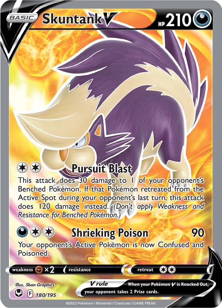 Skuntank V (180/195) [Sword & Shield: Silver Tempest] | Card Merchant Takapuna