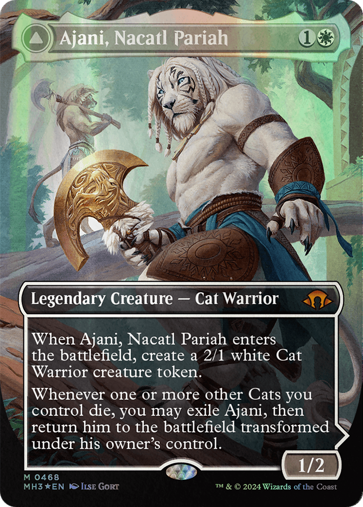 Ajani, Nacatl Pariah // Ajani, Nacatl Avenger (Borderless) (Textured Foil) [Modern Horizons 3] | Card Merchant Takapuna